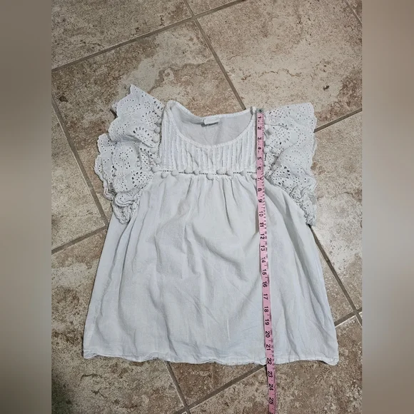 Jennifer & Grace Women’s Medium Boho Cottagecore White Eyelet Ruffle Blouse Top - Picture 7 of 7